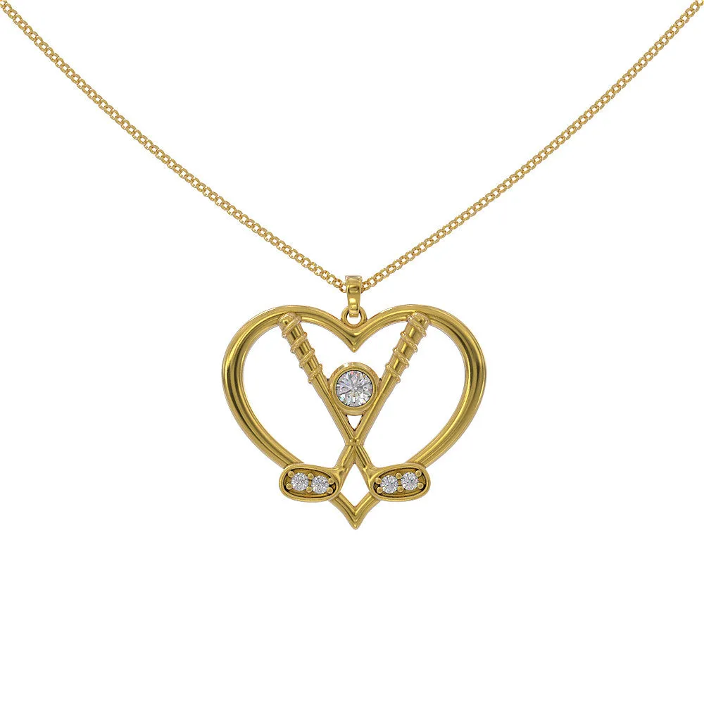Golf Clubs Heart Pendant