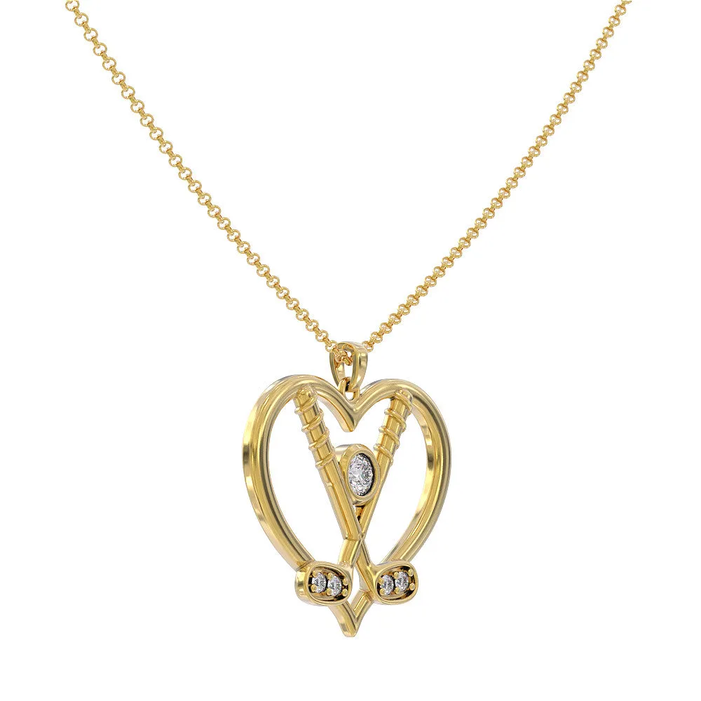 Golf Clubs Heart Pendant