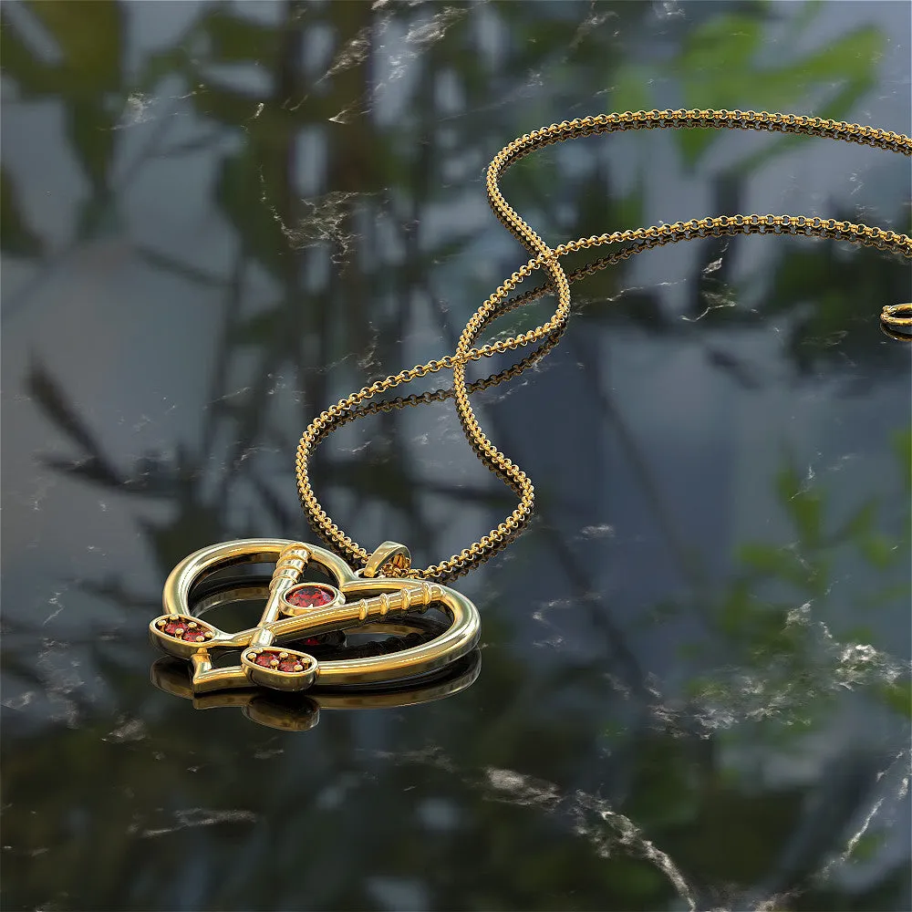 Golf Clubs Heart Pendant
