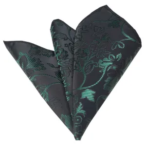 Green Black Paisley Mens Pocket Square - Premium Silk Handkerchiefs for Suits