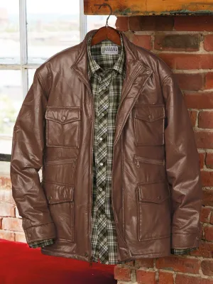 Haband Executive Division Men's Leather Lined Coat Jacket Brown Large