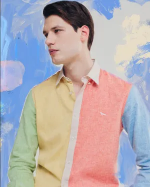 Harmont & Blaine Cotton and Linen Patchwork Shirt - Light Yellow