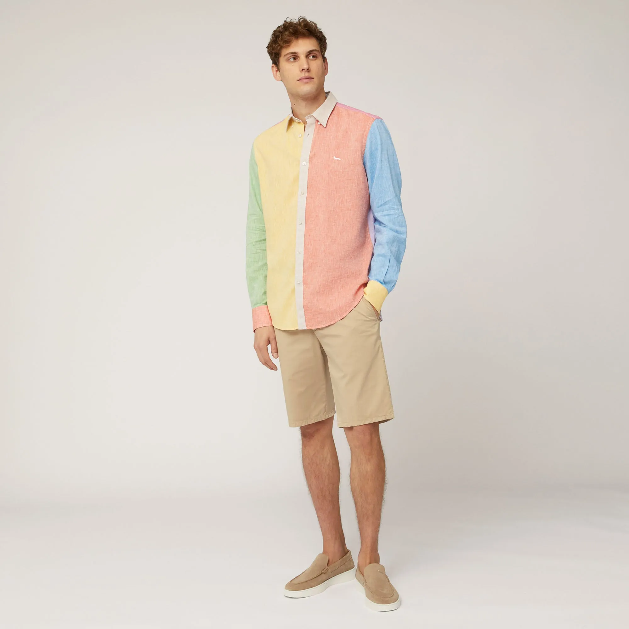 Harmont & Blaine Cotton and Linen Patchwork Shirt - Light Yellow