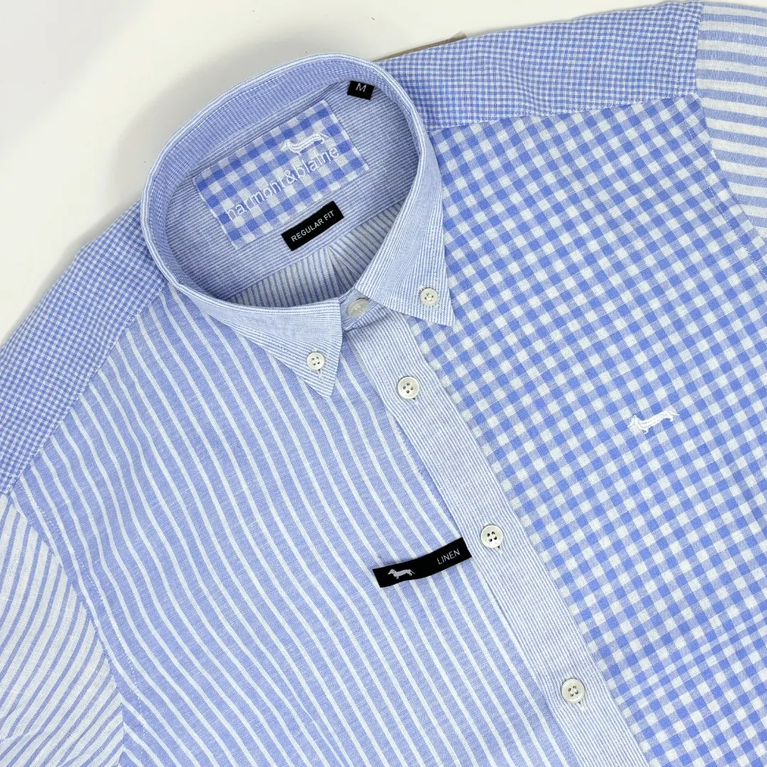 Harmont & Blaine Patchwork Shirt - Light Blue