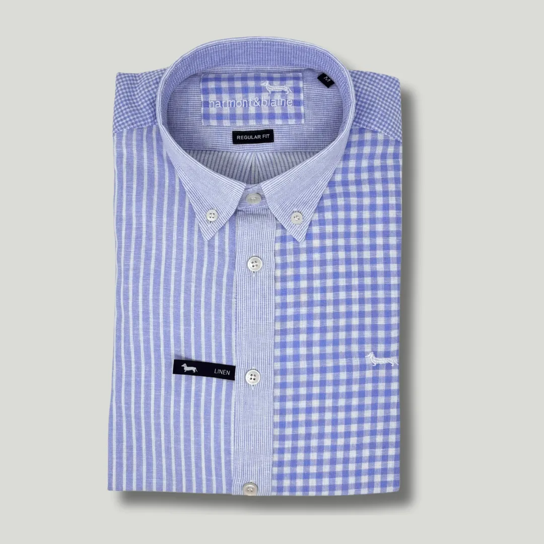 Harmont & Blaine Patchwork Shirt - Light Blue