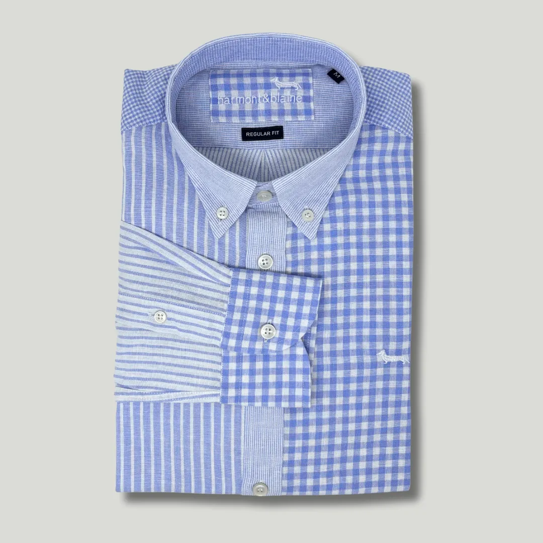 Harmont & Blaine Patchwork Shirt - Light Blue