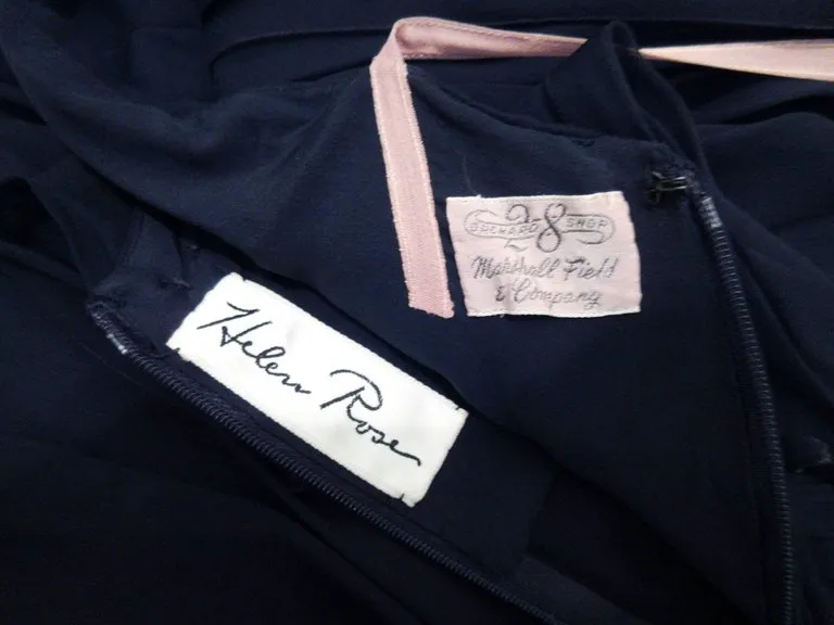 HELEN ROSE Circa Late 1950s Black Silk Chiffon Gown, Size 2-4