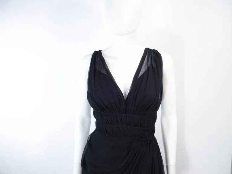 HELEN ROSE Circa Late 1950s Black Silk Chiffon Gown, Size 2-4