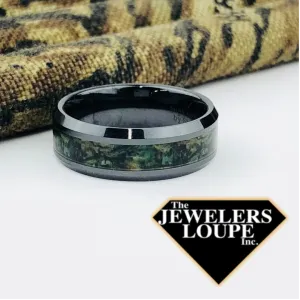 High-Tech Ceramic Wedding Ring With Camouflage Inlay, Size 10 (93609)