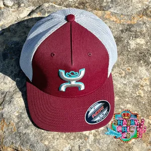 Hooey Men's "Coach" Maroon and Grey Flexfit Hat