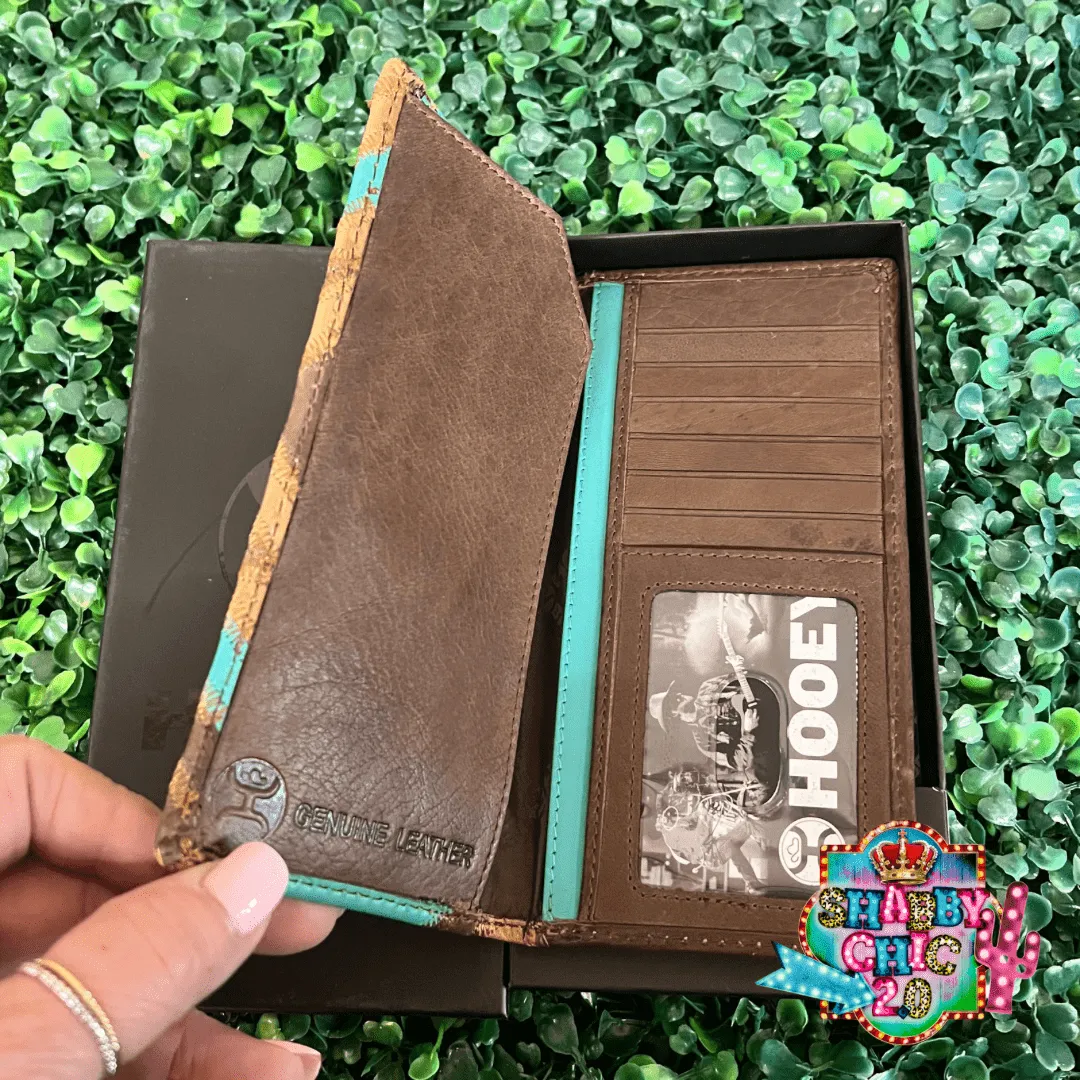 HOOEY  "MONTEZUMA" RODEO HOOEY WALLET BROWN/TURQUOISE W/ PATCHWORK