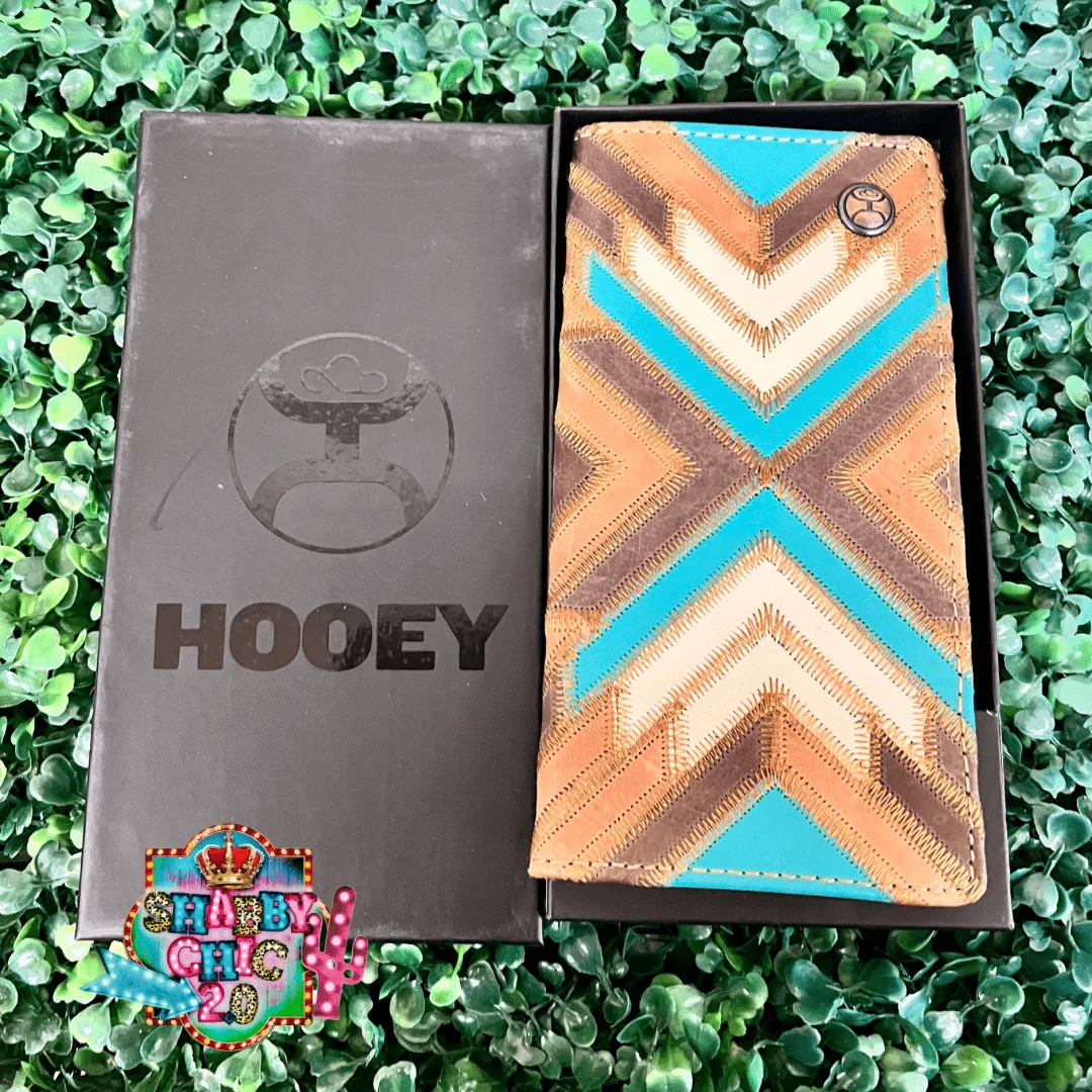 HOOEY  "MONTEZUMA" RODEO HOOEY WALLET BROWN/TURQUOISE W/ PATCHWORK