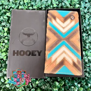 HOOEY  "MONTEZUMA" RODEO HOOEY WALLET BROWN/TURQUOISE W/ PATCHWORK