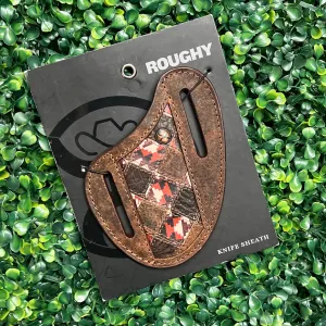 HOOEY  "TAHONTA" ROUGHY PATCHWORK PANCAKE KNIFE SHEATH BROWN