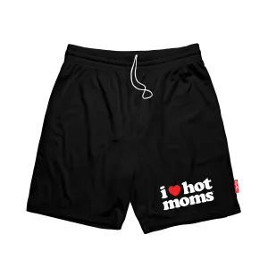 I Heart Hot Moms Black Mesh Shorts