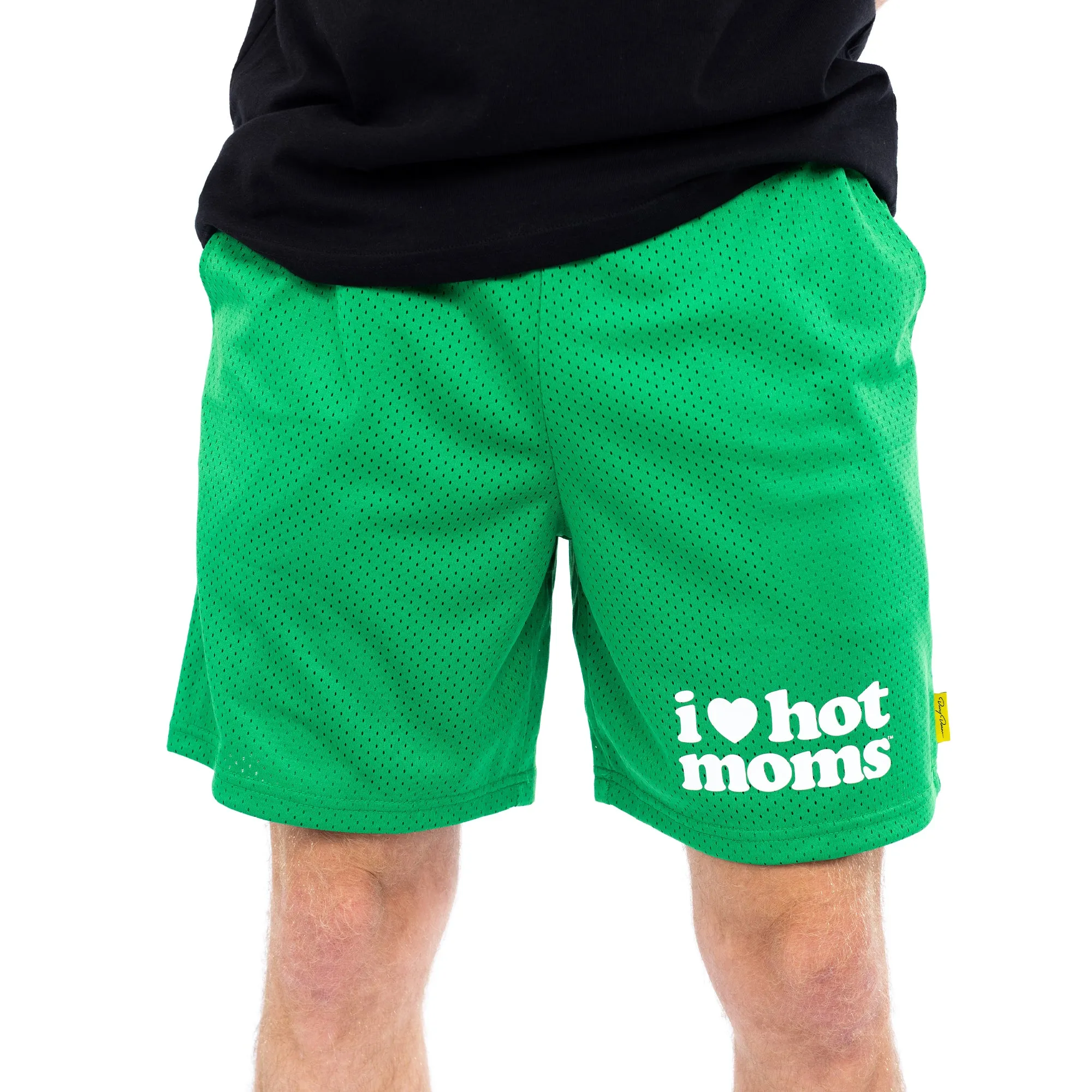 I Heart Hot Moms Green Mesh Shorts