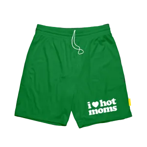 I Heart Hot Moms Green Mesh Shorts