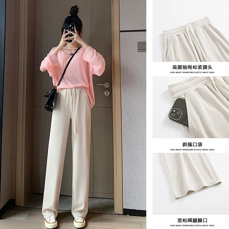 INSTOCK- Small ice silk wide-leg pants women's spring and summer