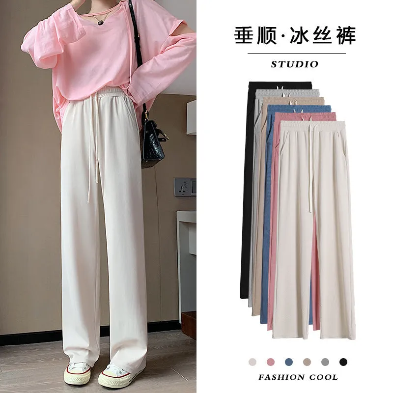 INSTOCK- Small ice silk wide-leg pants women's spring and summer