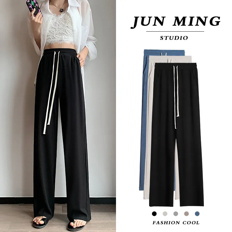 INSTOCK- Small ice silk wide-leg pants women's spring and summer