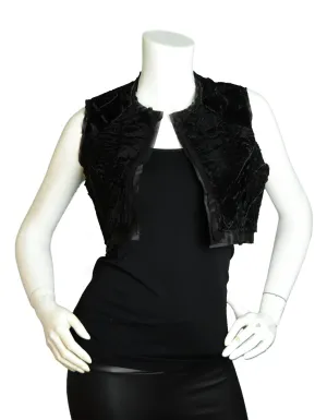 J. Mendel Black Persian Lamb Patchwork Cropped Vest sz XS