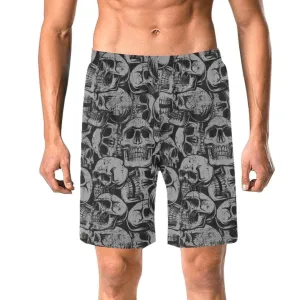 Keep Your Style Sharp With These Stylish Men's Black Skulls Elastic Waist Swim Shorts