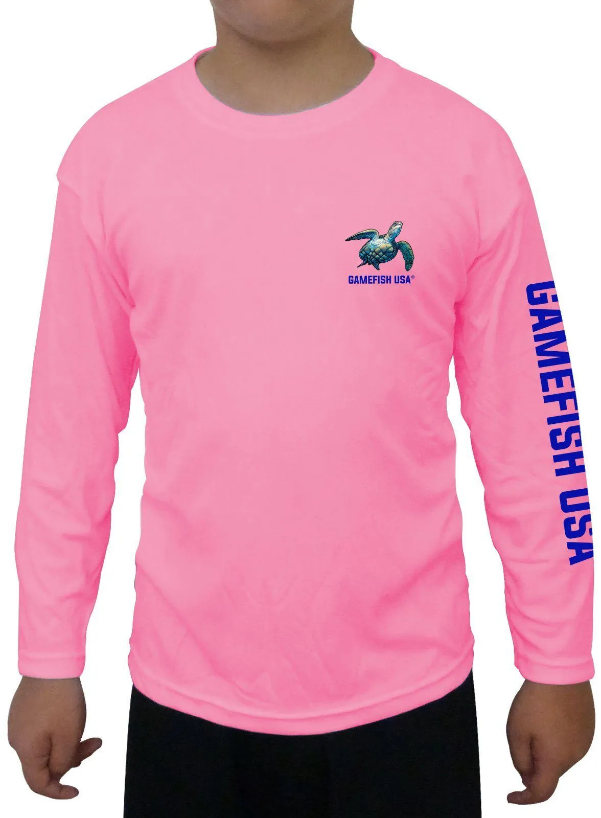 Kid's UPF 50 Long Sleeve Microfiber Moisture Wicking Performance Fishing Shirt Turtles
