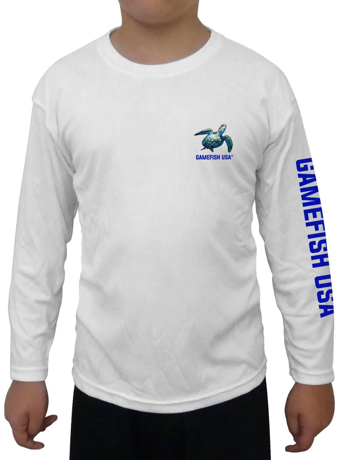 Kid's UPF 50 Long Sleeve Microfiber Moisture Wicking Performance Fishing Shirt Turtles