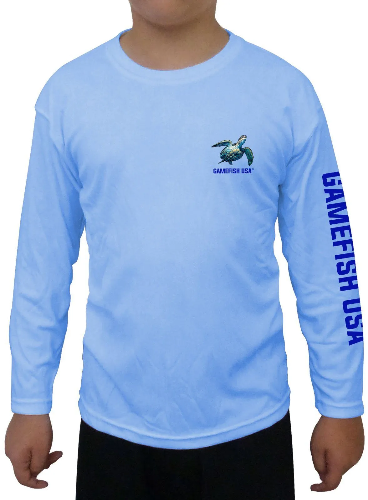 Kid's UPF 50 Long Sleeve Microfiber Moisture Wicking Performance Fishing Shirt Turtles