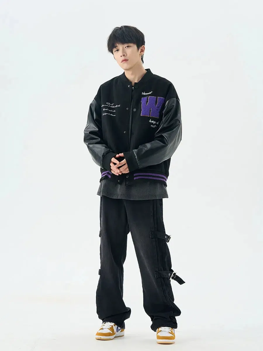 Leather Patchwork Varsity Jacket