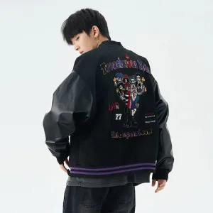 Leather Patchwork Varsity Jacket