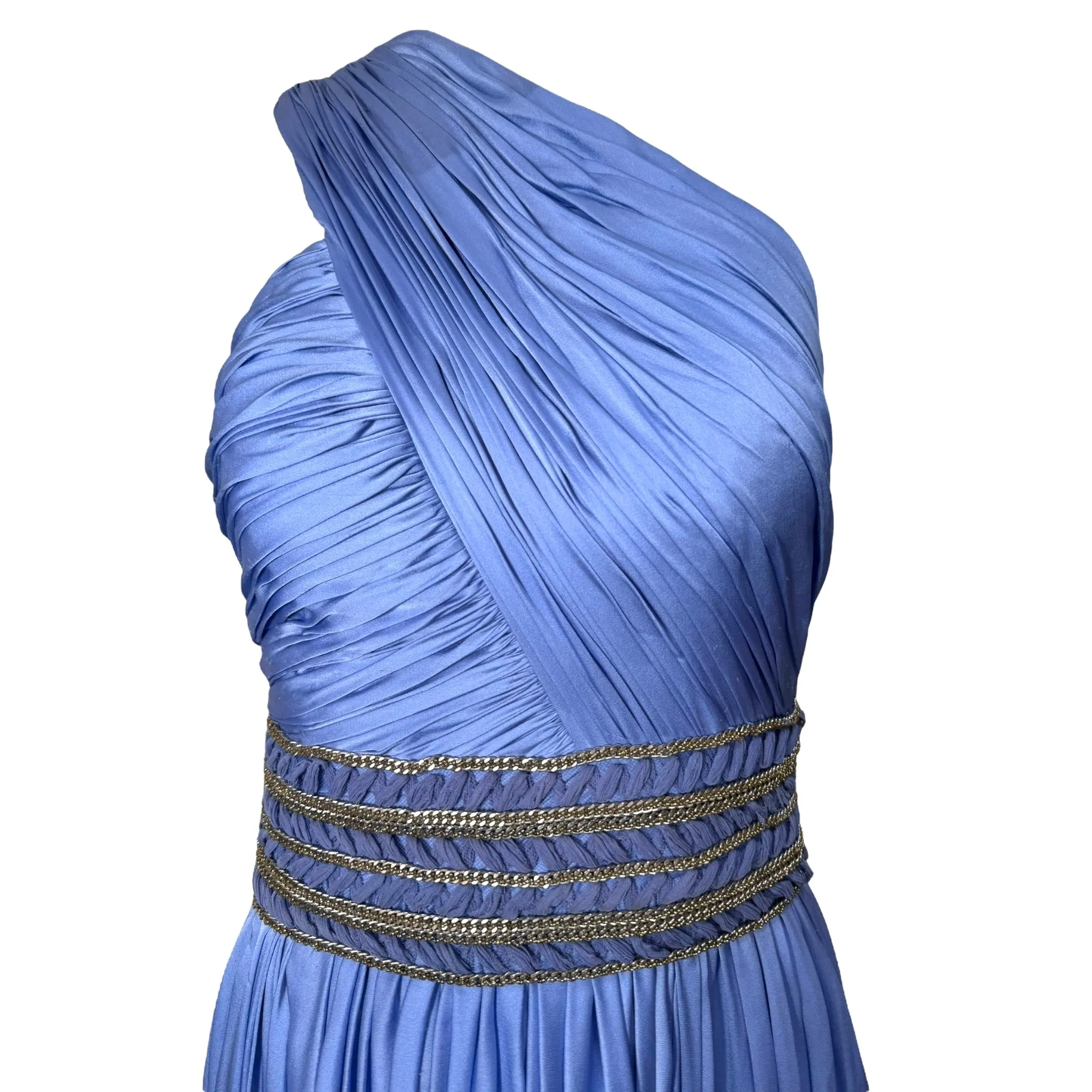 Lorena Sarbu Periwinkle Blue One Shoulder Grecian Goddess Gown