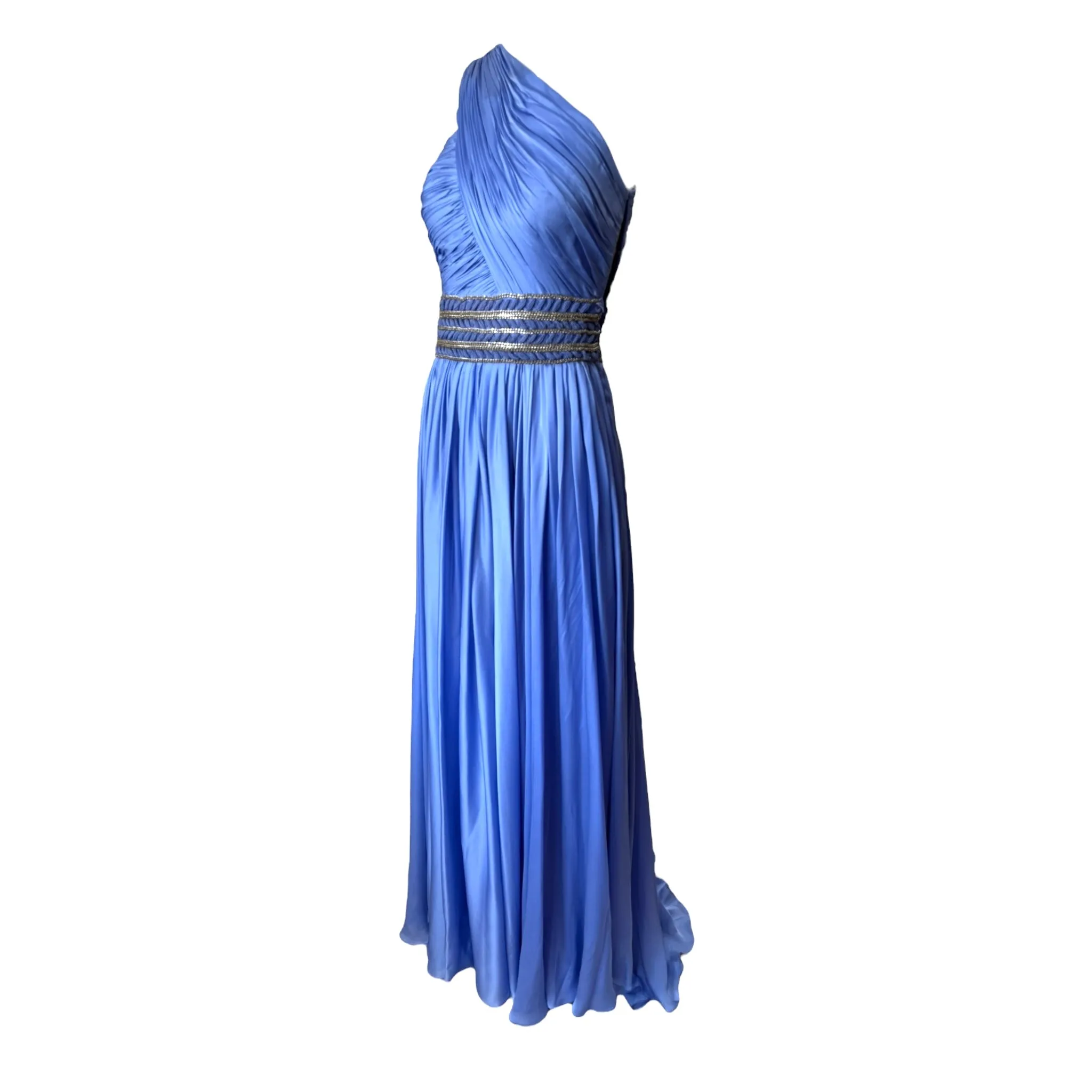 Lorena Sarbu Periwinkle Blue One Shoulder Grecian Goddess Gown