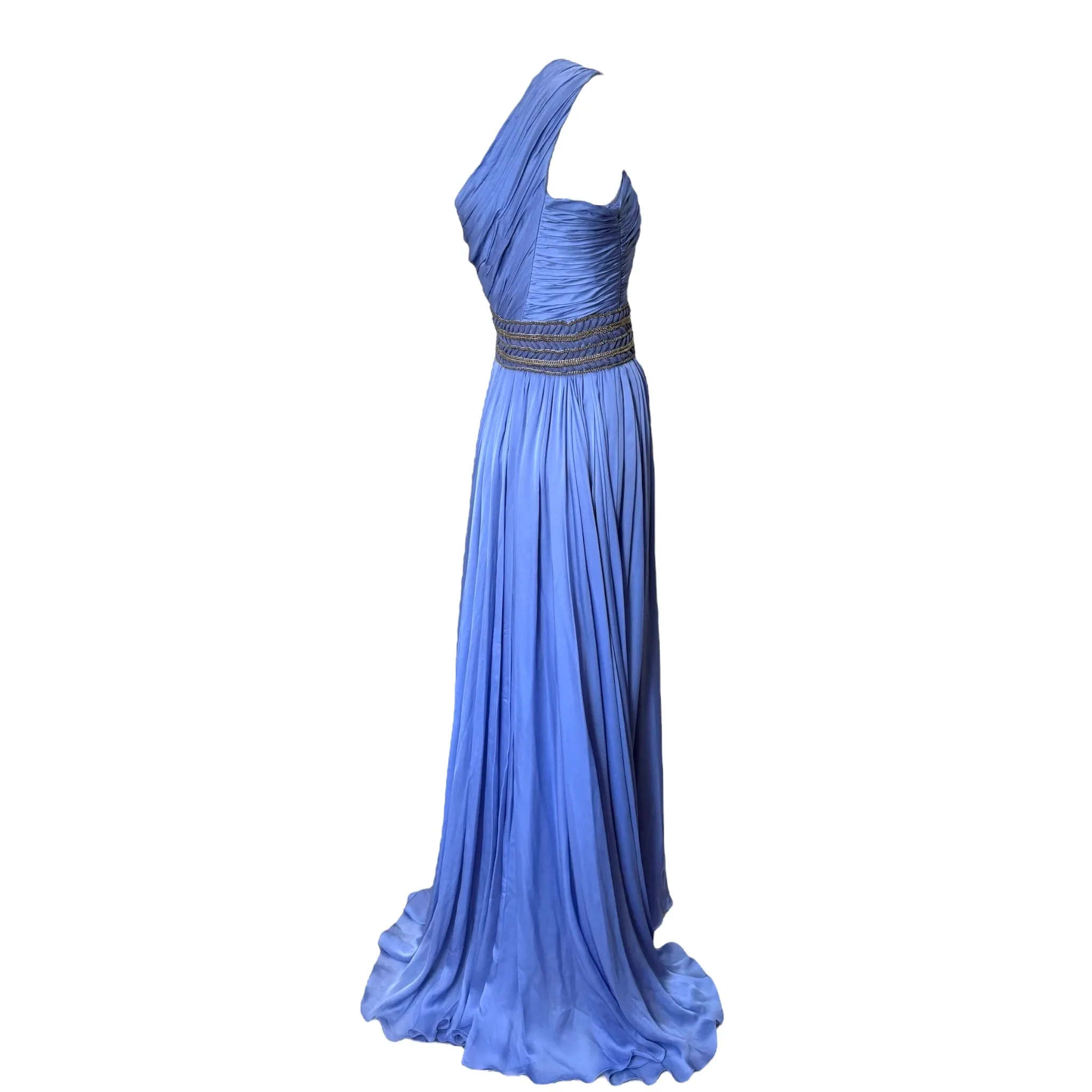 Lorena Sarbu Periwinkle Blue One Shoulder Grecian Goddess Gown