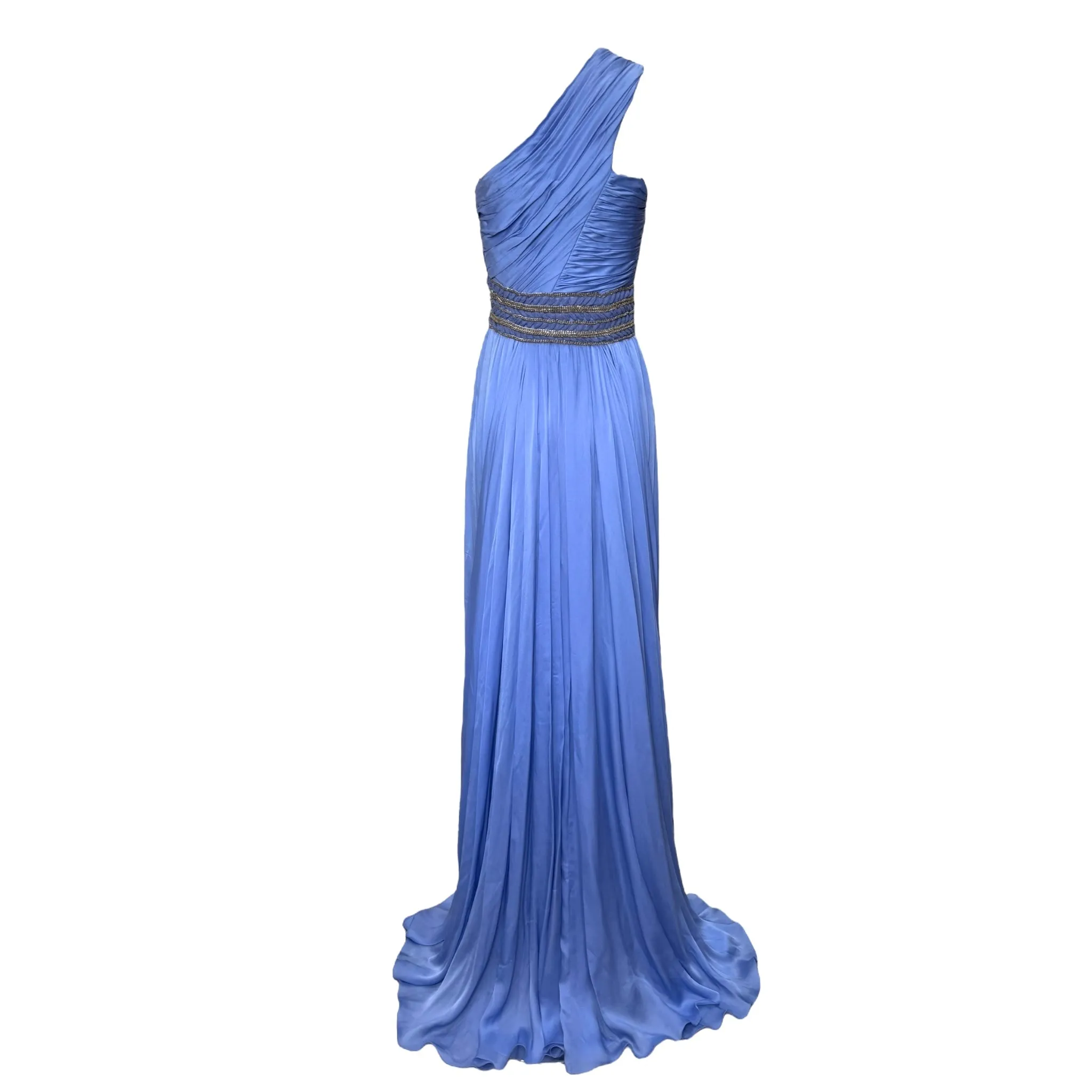 Lorena Sarbu Periwinkle Blue One Shoulder Grecian Goddess Gown