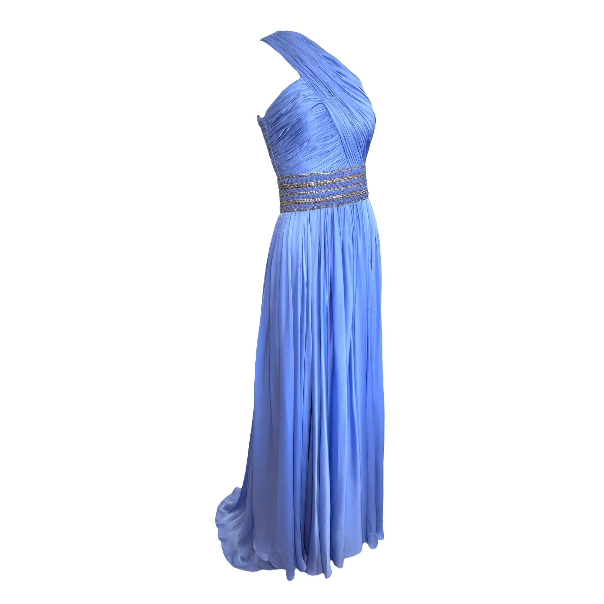 Lorena Sarbu Periwinkle Blue One Shoulder Grecian Goddess Gown