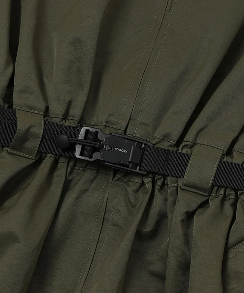 MACKY Golf: Balloon V-belt Dress - Khaki
