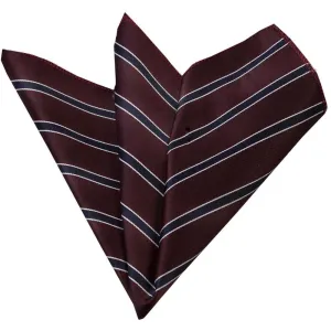 Maroon with white stripes Mens Pocket Square - Premium Silk Handkerchiefs for Suits