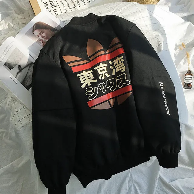 Men Bomber Jacket Tokyo Bay Printing Outwear