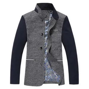 Men's 2 Tone Fashion Button Up Coat Up To 3XL