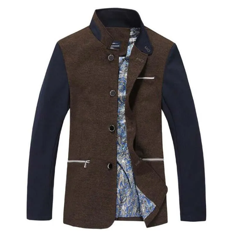 Men's 2 Tone Fashion Button Up Coat Up To 3XL