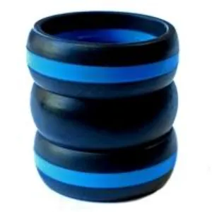 Men's 8mm Blue Line Combo Silicone Bands, Size 12 (91633)