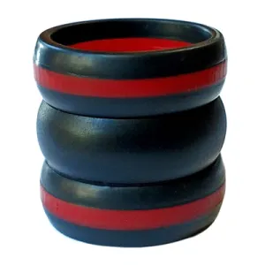 Men's 8mm Red Line Combo Silicone Bands, Size 10 (91634)