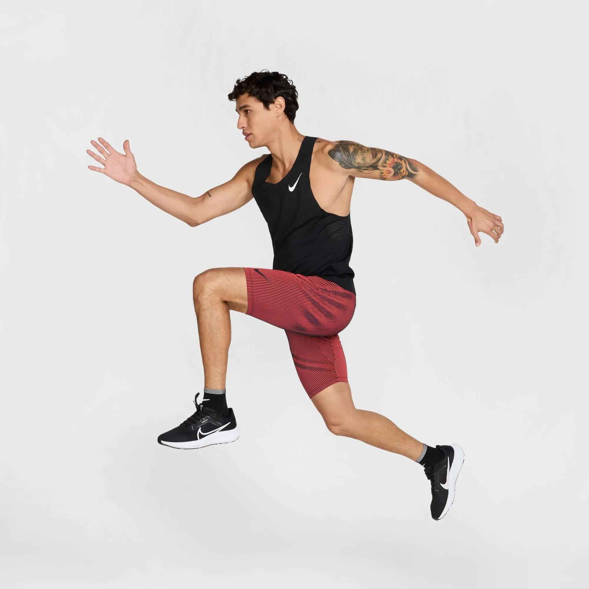 Men's Aeroswift DRI-FIT ADV Running 1/2 Length Tights (015 - Black/Bright Crimson/Obsidian/Black)