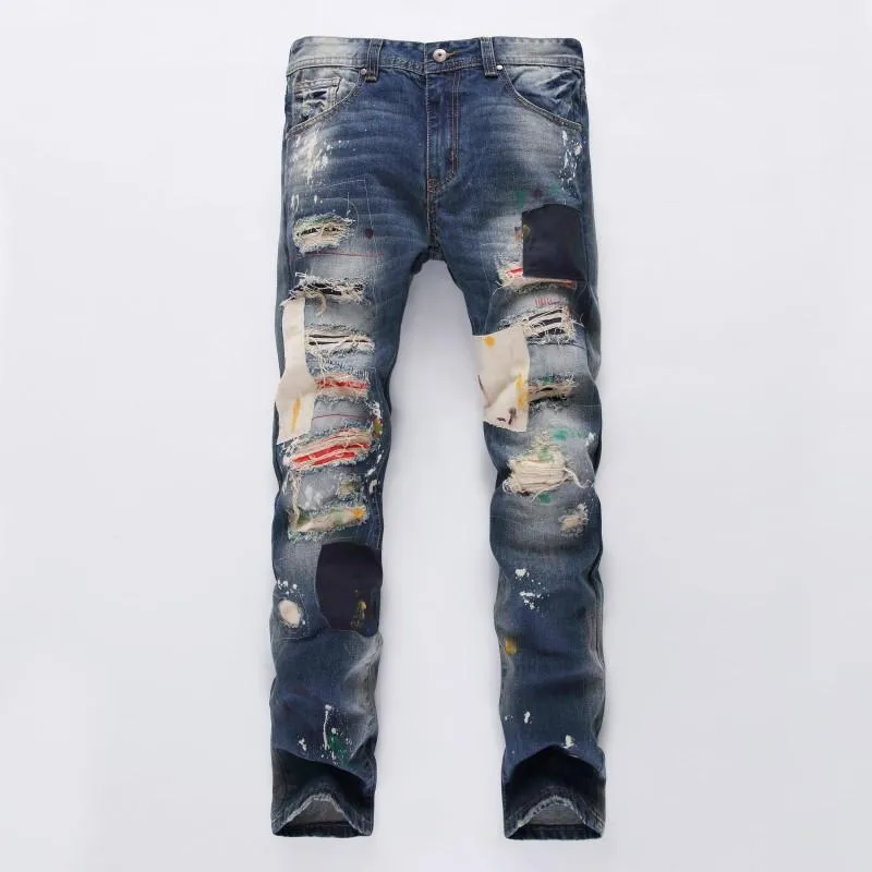 Men's Badge Patchwork Jeans