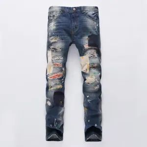 Men's Badge Patchwork Jeans