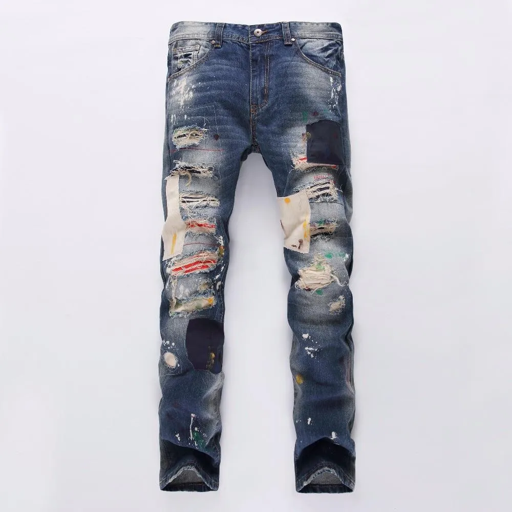 Men's Badge Patchwork Jeans