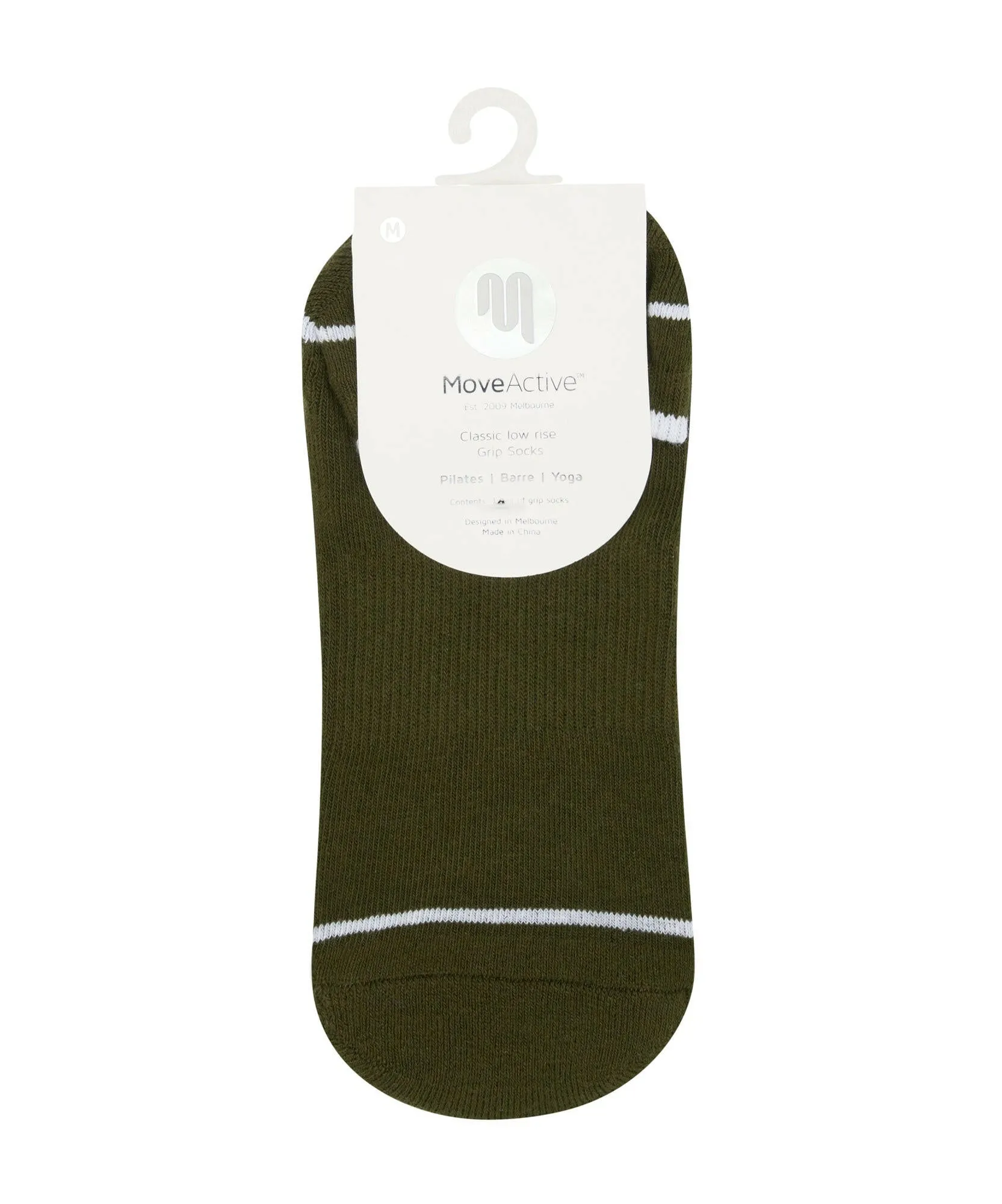 Men's Classic Low Rise Grip Socks - Khaki Stripe