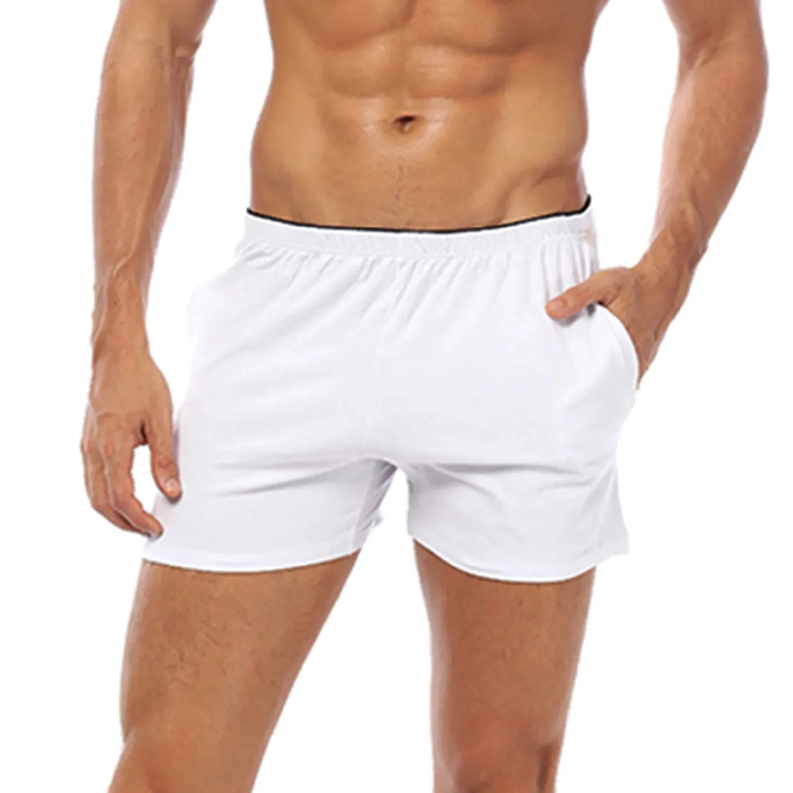 Men'S Cotton Briefs Casual Solid Comfortable Shorts Pants Pocket Boxer Shorts Pajamas Beach Volleyball Shorts трусы мужские