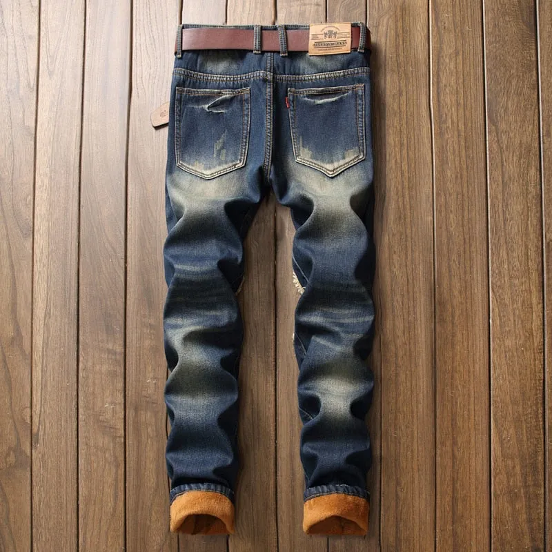 Men's Distressed Patchwork Jeans Up To Size 40